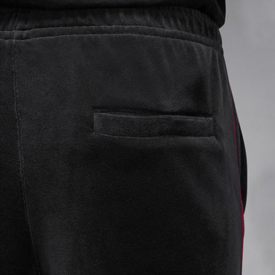 Men's Jordan Brooklyn Velour Track Pants - Black/Gym Red 6