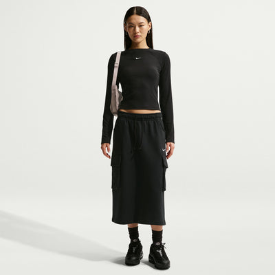 Women's Nike Sportswear Chill Knit Tight Long-Sleeve Ribbed Top - Black/Sail 3