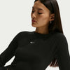 Women's Nike Sportswear Chill Knit Tight Long-Sleeve Ribbed Top - Black/Sail