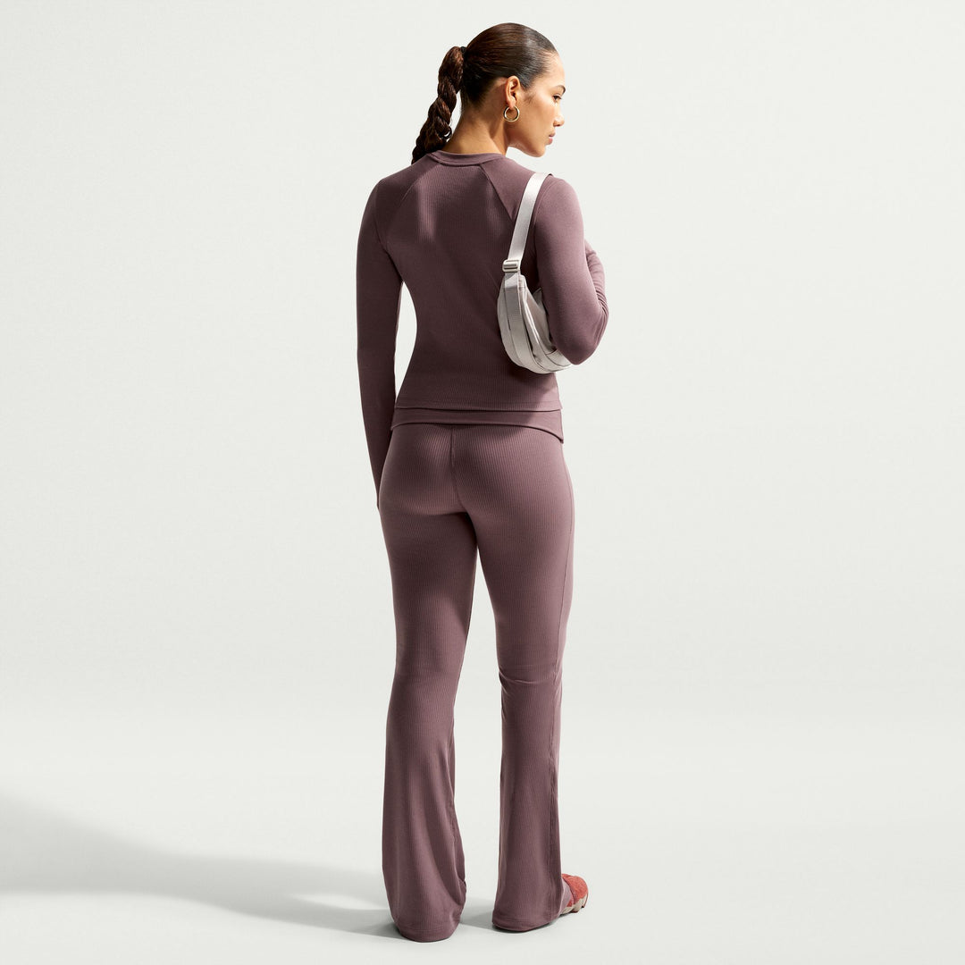 Women Nike Sportswear Chill Knit Tight Long-Sleeve Ribbed Top - Tattoo/Sail 1