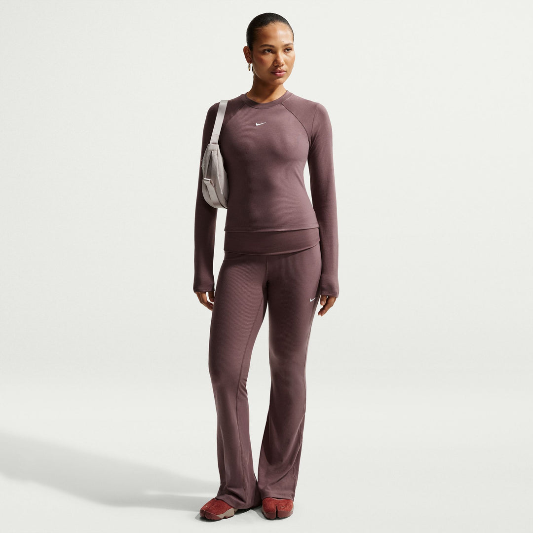 Women Nike Sportswear Chill Knit Tight Long-Sleeve Ribbed Top - Tattoo/Sail 2
