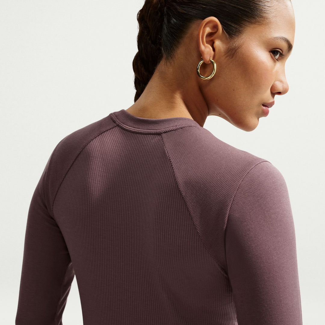 Women Nike Sportswear Chill Knit Tight Long-Sleeve Ribbed Top - Tattoo/Sail 5