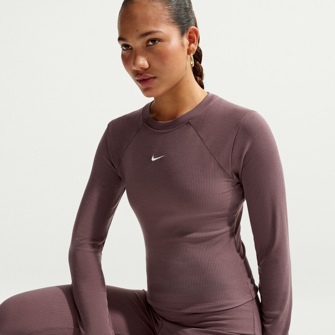 Women Nike Sportswear Chill Knit Tight Long-Sleeve Ribbed Top - Tattoo/Sail 6