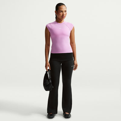 Womens Nike Sportswear Chill Knit Mid Rise Tight Ribbed Trousers - Black/Sail 7