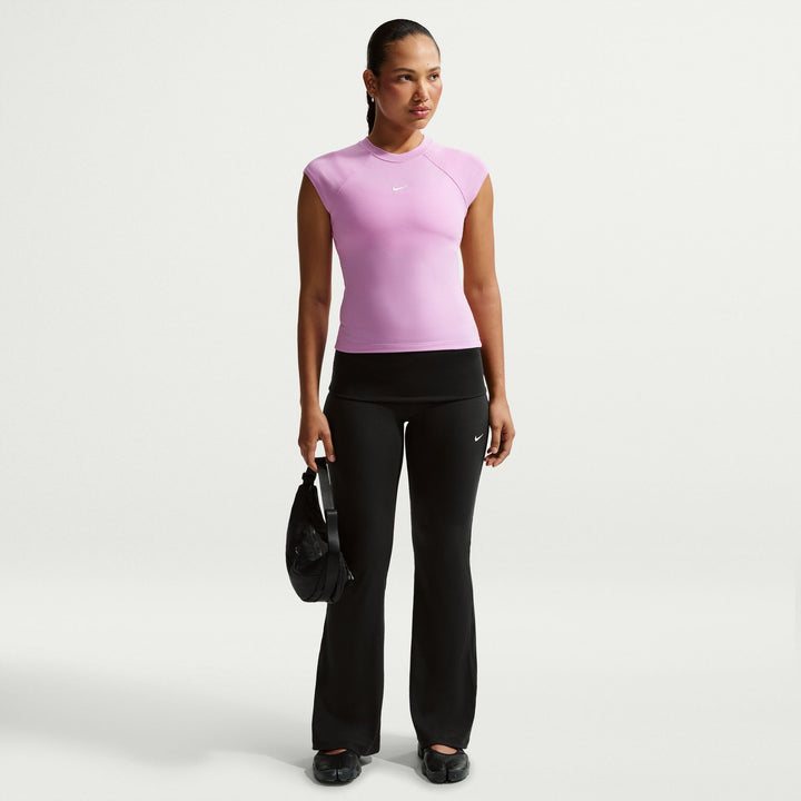 Womens Nike Sportswear Chill Knit Mid Rise Tight Ribbed Trousers - Black/Sail 7