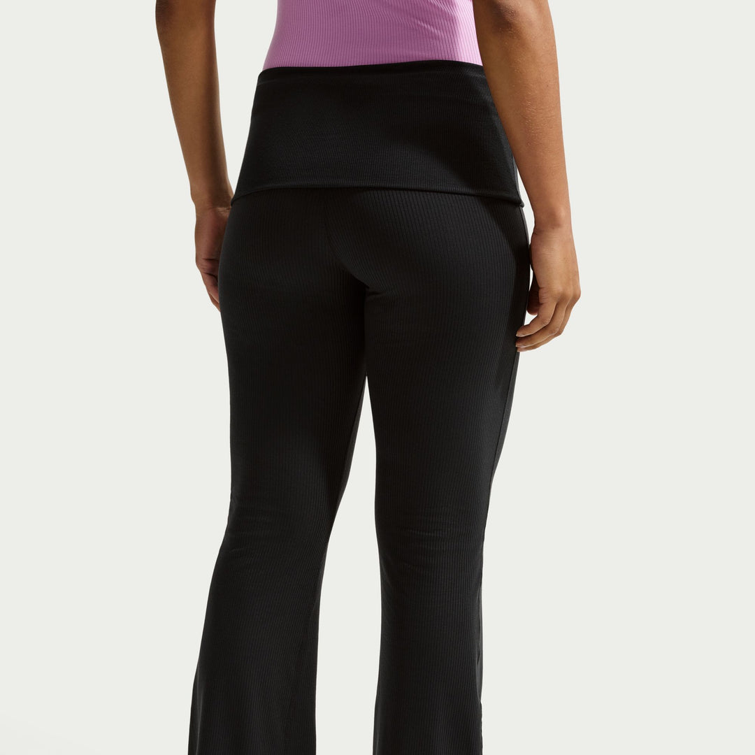 Womens Nike Sportswear Chill Knit Mid Rise Tight Ribbed Trousers - Black/Sail 3