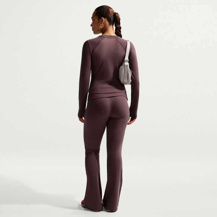 Womens Nike Sportswear Chill Knit Mid Rise Tight Ribbed Trousers - Tattoo/Sail 1