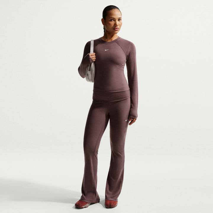 Womens Nike Sportswear Chill Knit Mid Rise Tight Ribbed Trousers - Tattoo/Sail 2