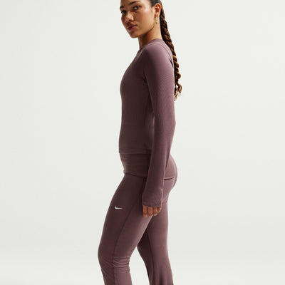 Womens Nike Sportswear Chill Knit Mid Rise Tight Ribbed Trousers - Tattoo/Sail 6