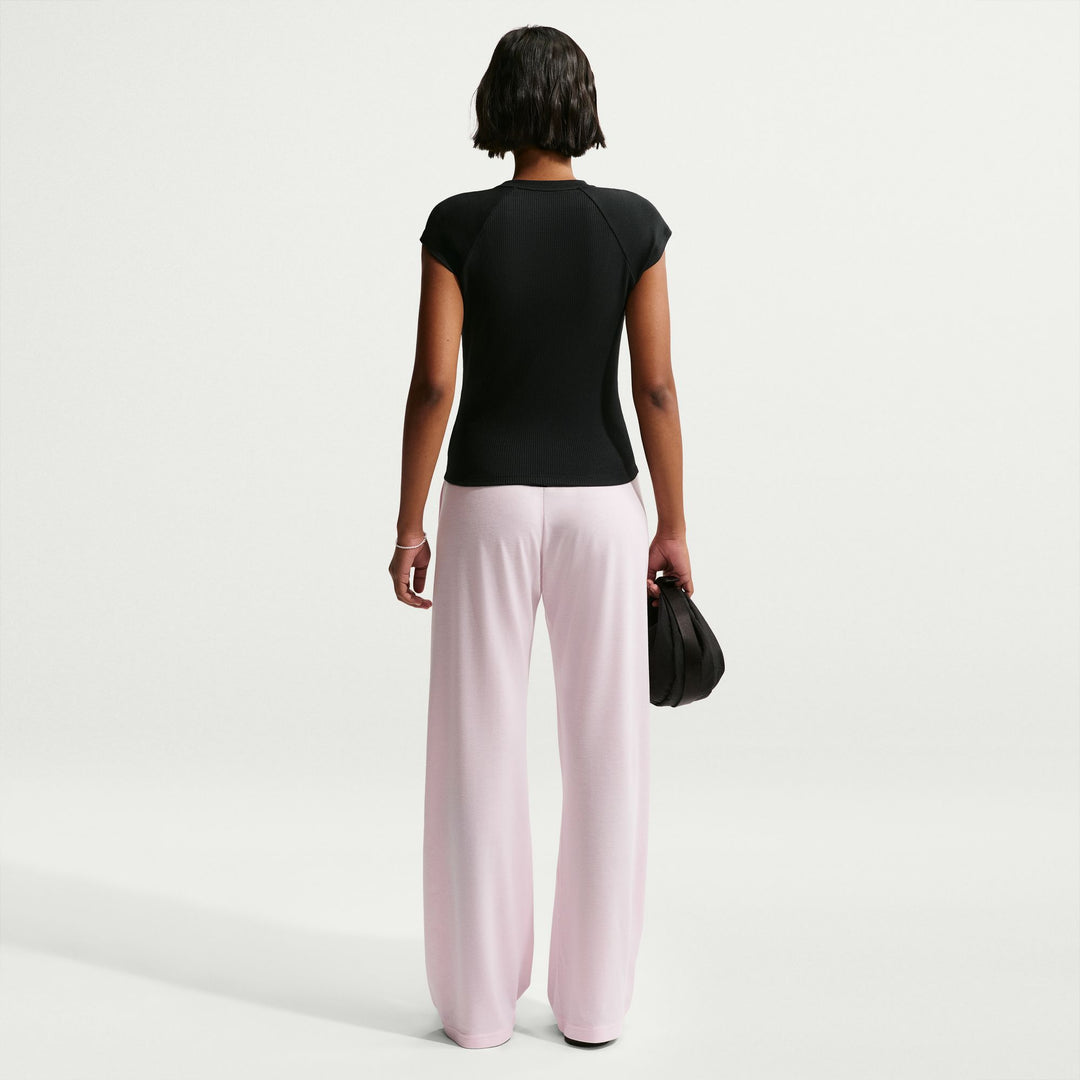 Women's Nike Sportswear Chill Knit Tight Short-Sleeve Ribbed Top - Black/Sail 1