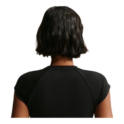 Women's Nike Sportswear Chill Knit Tight Short-Sleeve Ribbed Top - Black/Sail 3