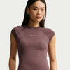 Nike Sportswear Chill Knit Tight Short-Sleeve Ribbed Top - Tattoo/Sail