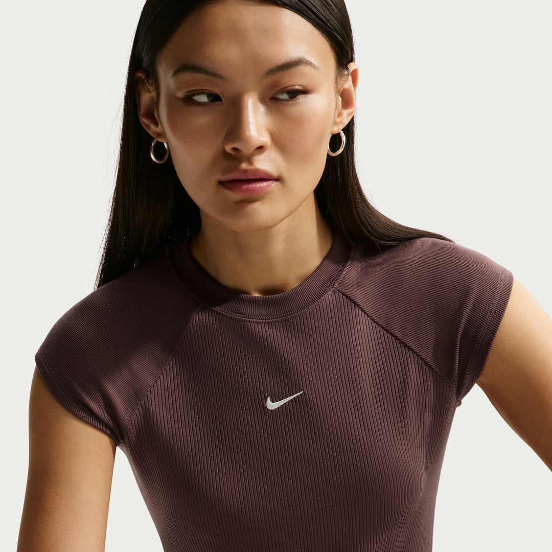 Nike Sportswear Chill Knit Tight Short-Sleeve Ribbed Top - Tattoo/Sail 2