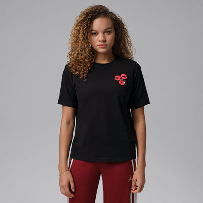 Womens Jordan Lips Graphic T-Shirt - Black/White 1