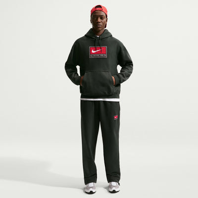 Men's Nike Solo Swoosh Fleece Pullover Hoodie - Black Spruce/White 5
