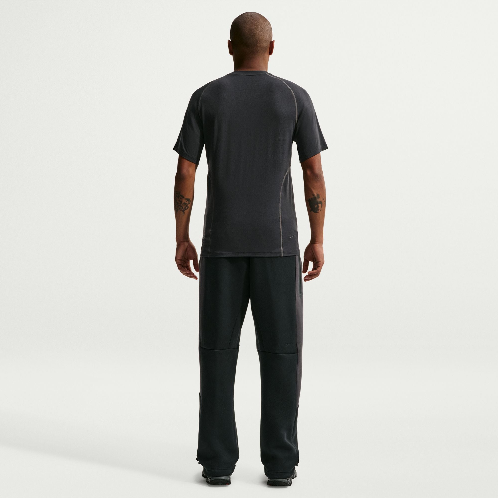 Men's Nike Tech Color-Block Open-Hem Fleece Pants - Black/Anthracite/Black 5