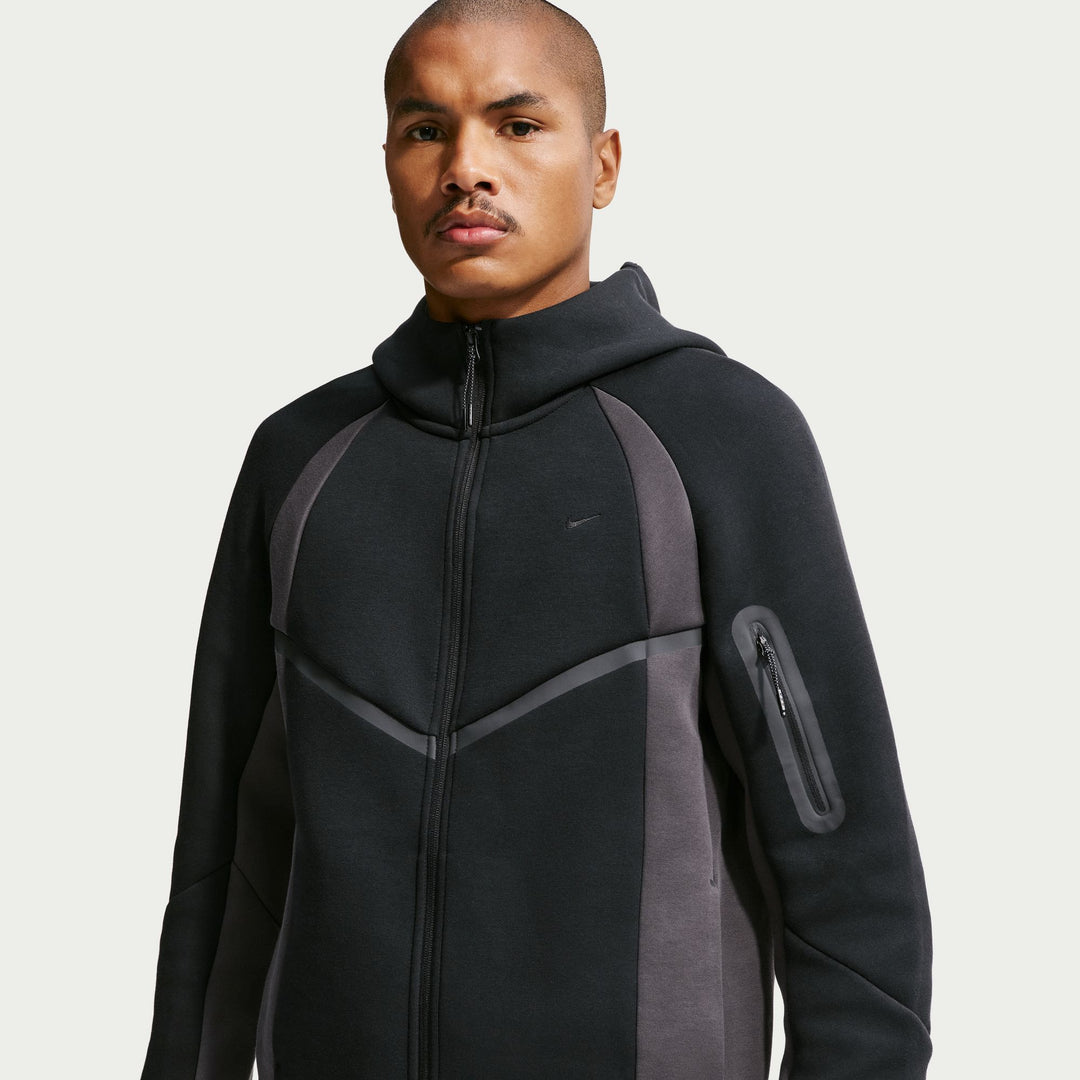 Men's Nike Tech Color-Block Full-Zip Fleece Windrunner Jacket - Black/Anthracite/Black 1