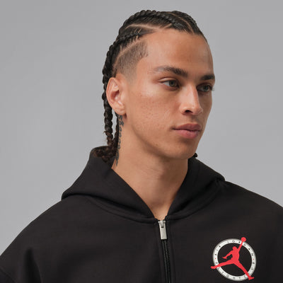 Men's Jordan Flight Club Fleece Full-Zip Knit Hoodie - Black 2
