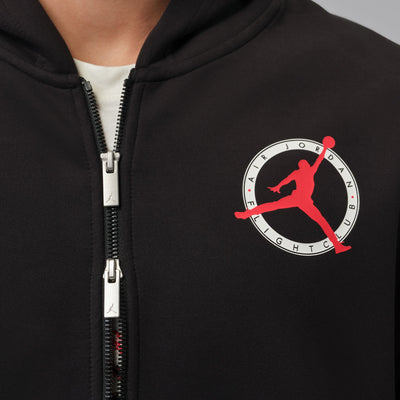Men's Jordan Flight Club Fleece Full-Zip Knit Hoodie - Black 3