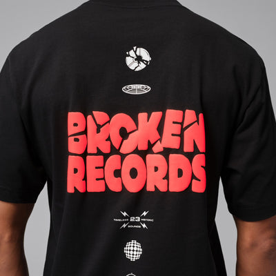Men's Jordan Broken Records Graphic T-Shirt - Black/Infrared 23 4