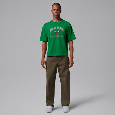 Men's Nike Jordan Flight Essentials Boxy Graphic T-Shirt - Lucky Green/University Red 6