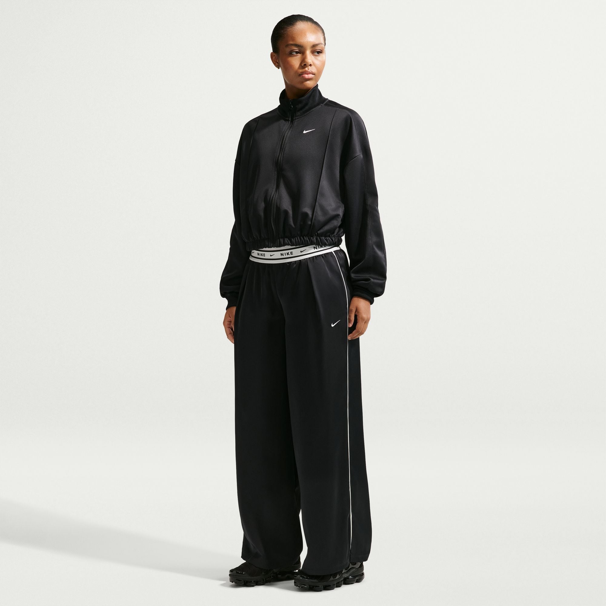 Women's Nike Sportswear Loose Mid-Rise Satin Trousers - Black/Sail 3