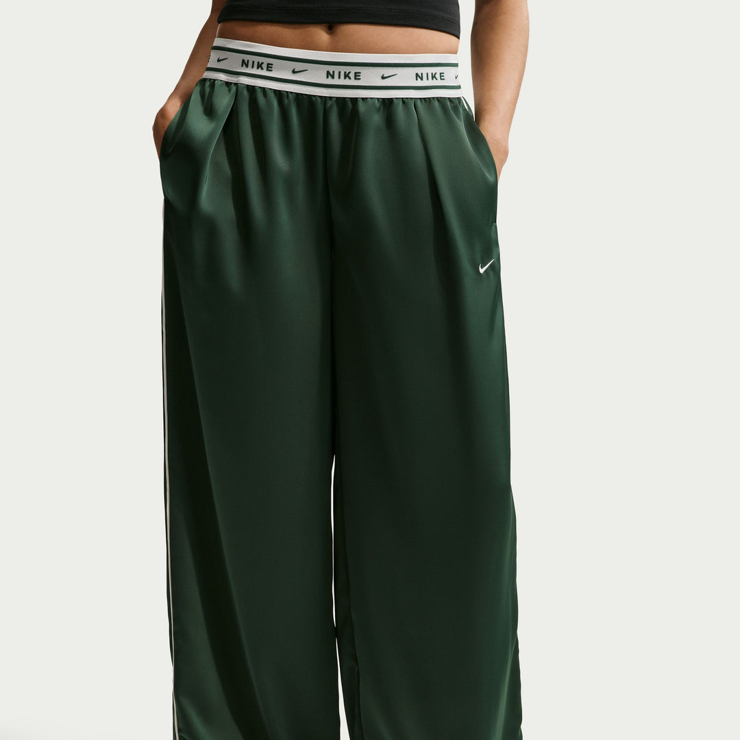 Women's Nike Sportswear Loose Mid-Rise Satin Trousers - Fir/Sail 1