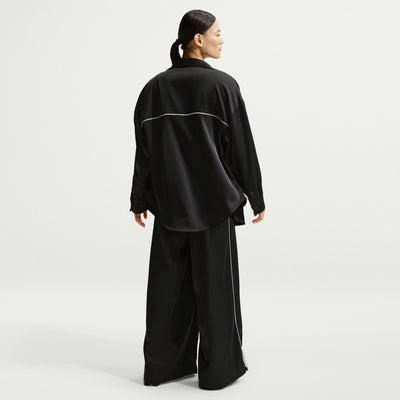Women's Nike Sportswear Oversized Satin Long-Sleeve Top - Black/Sail 3