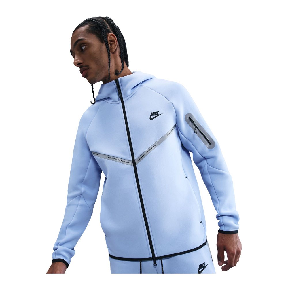 Men's Nike Tech Full-Zip Fleece Windrunner Jacket with Reflective Design Accents - Aluminium/Blue 1