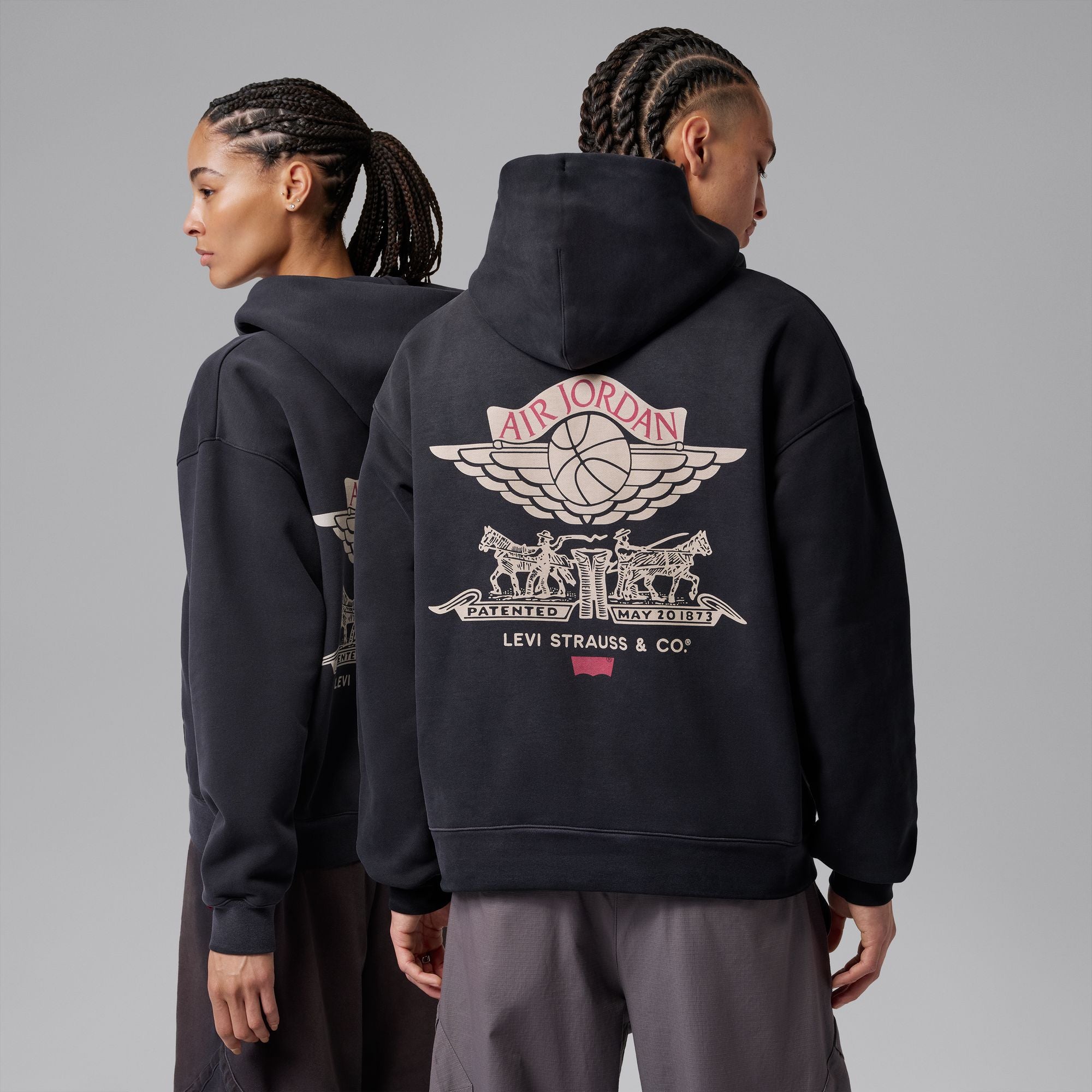 Levi's® × Jordan コラボ Fuii-Zip Hoodie M Unisex Jordan x Levis Full-Zip Hoodie - Black/Pale Ivory/Gym Red