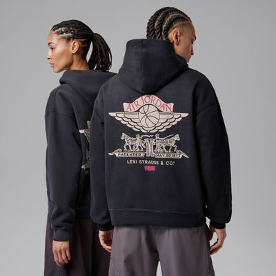 Unisex Jordan x Levis Full-Zip Hoodie - Black/Pale Ivory/Gym Red 6