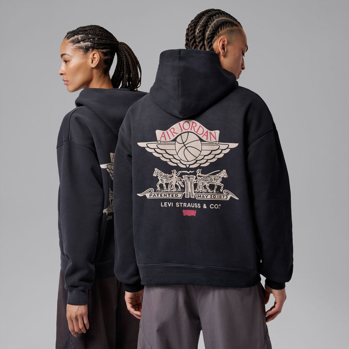 Unisex Jordan x Levis Full-Zip Hoodie - Black/Pale Ivory/Gym Red 6