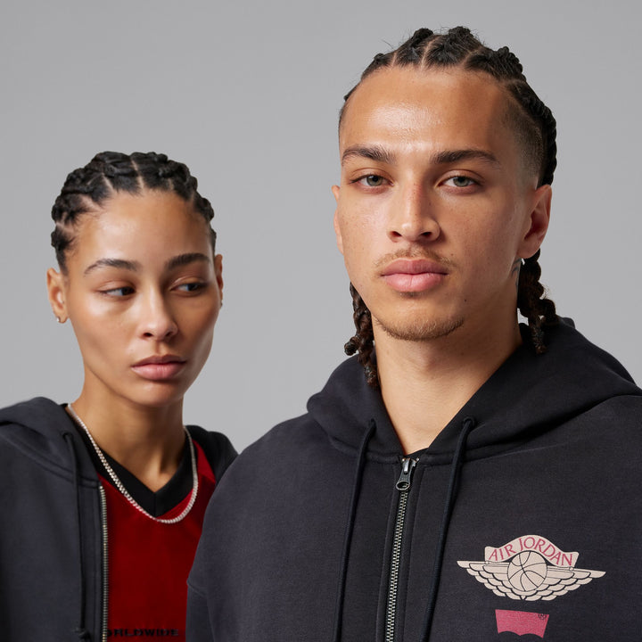 Unisex Jordan x Levis Full-Zip Hoodie - Black/Pale Ivory/Gym Red 2