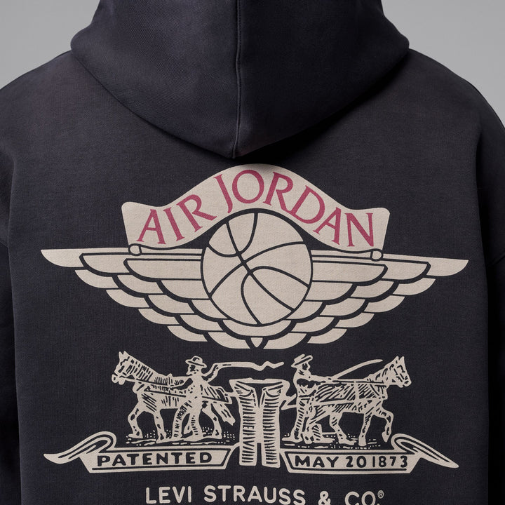 Unisex Jordan x Levis Full-Zip Hoodie - Black/Pale Ivory/Gym Red 7