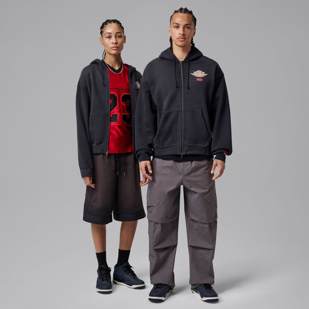 Unisex Jordan x Levis Full-Zip Hoodie - Black/Pale Ivory/Gym Red 8
