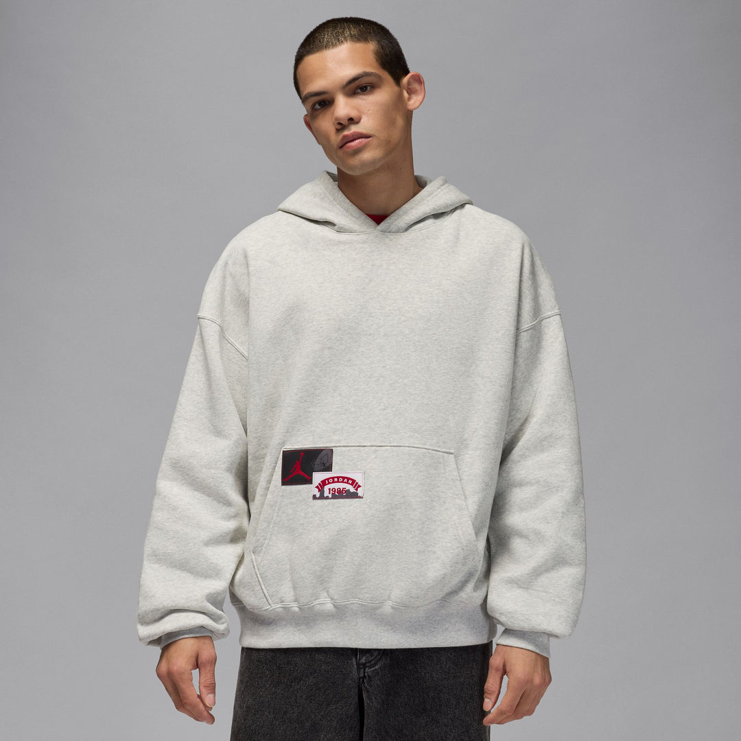 Mens Jordan Brooklyn Oversized Pullover Fleece Hoodie - Grey 1