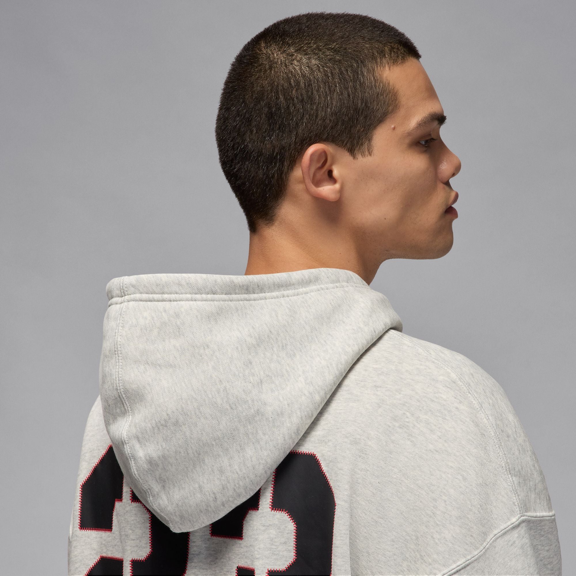 Mens Jordan Brooklyn Oversized Pullover Fleece Hoodie - Grey 5