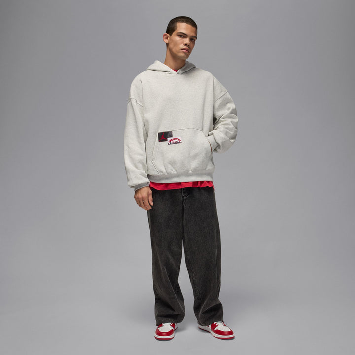 Mens Jordan Brooklyn Oversized Pullover Fleece Hoodie - Grey 8