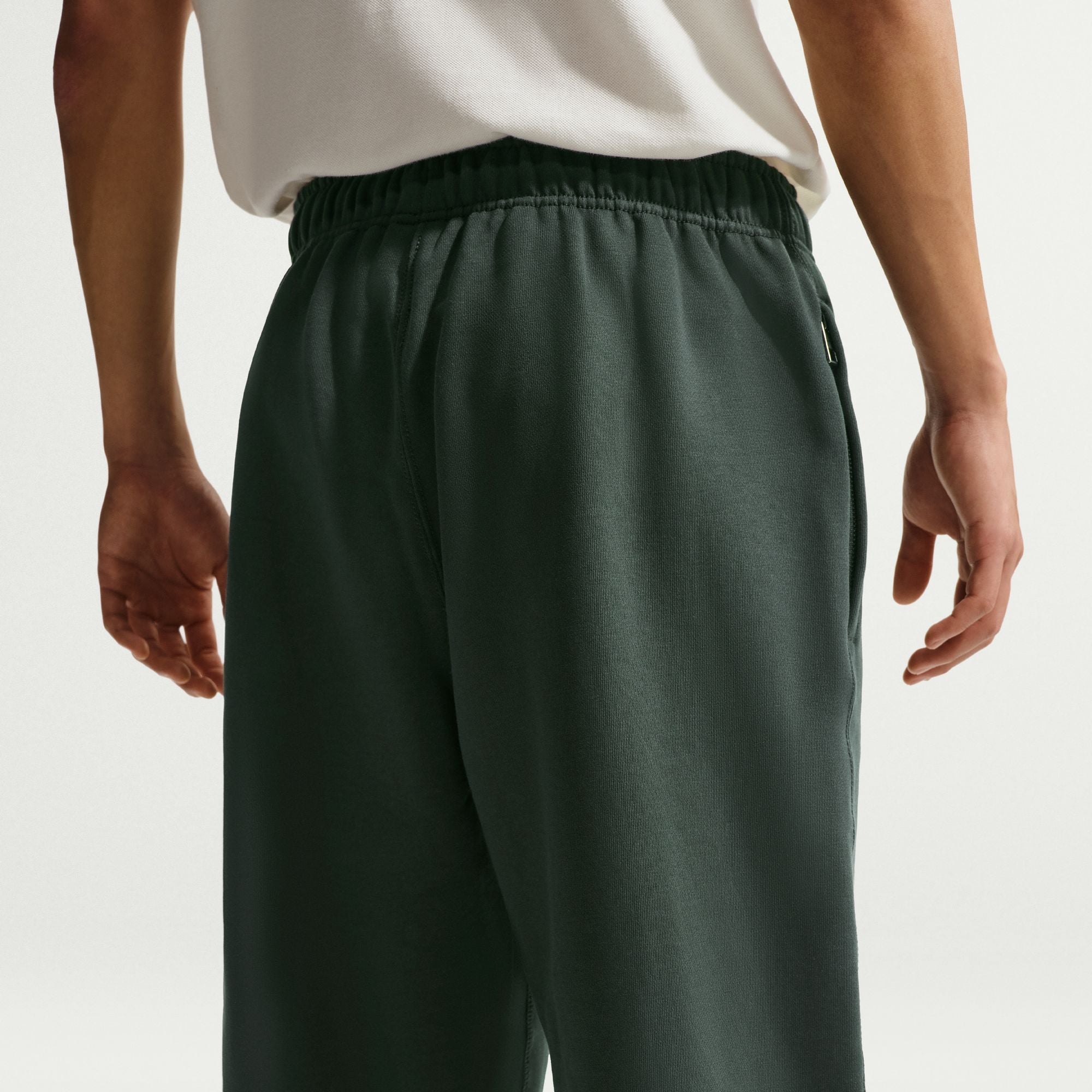 Men's Nike Solo Swoosh Fleece Open-Hem Pants - Black Spruce/White 4
