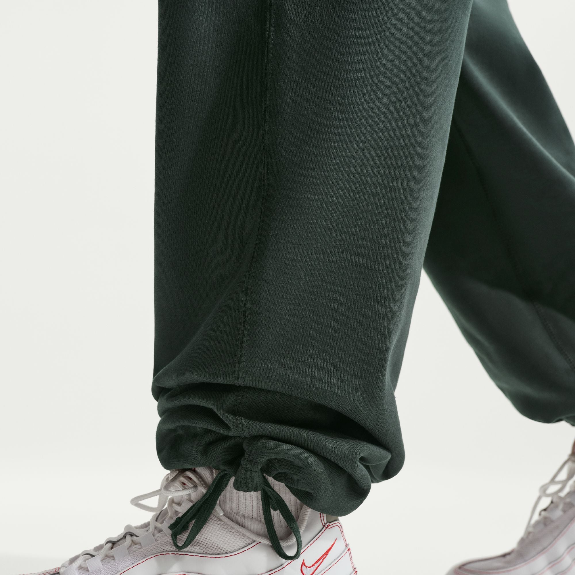 Men's Nike Solo Swoosh Fleece Open-Hem Pants - Black Spruce/White 2