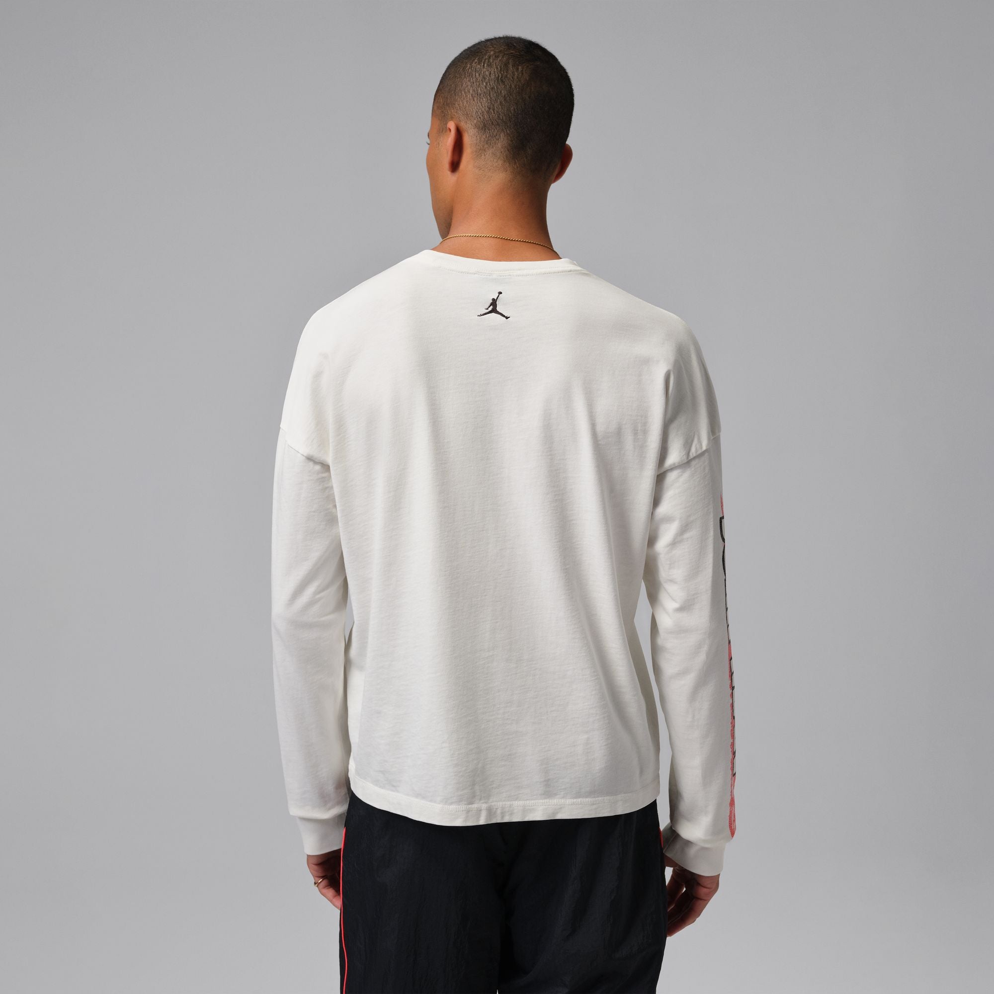 Men's Jordan Black Cat Oversized Long Sleeve T-Shirt - Ivory 5