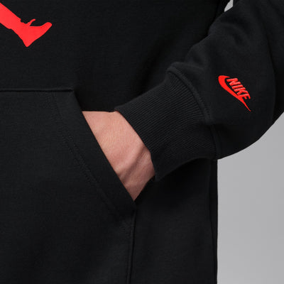 Men's Jordan Brooklyn Fleece Pullover Hoodie - Black/Infrared 23 3