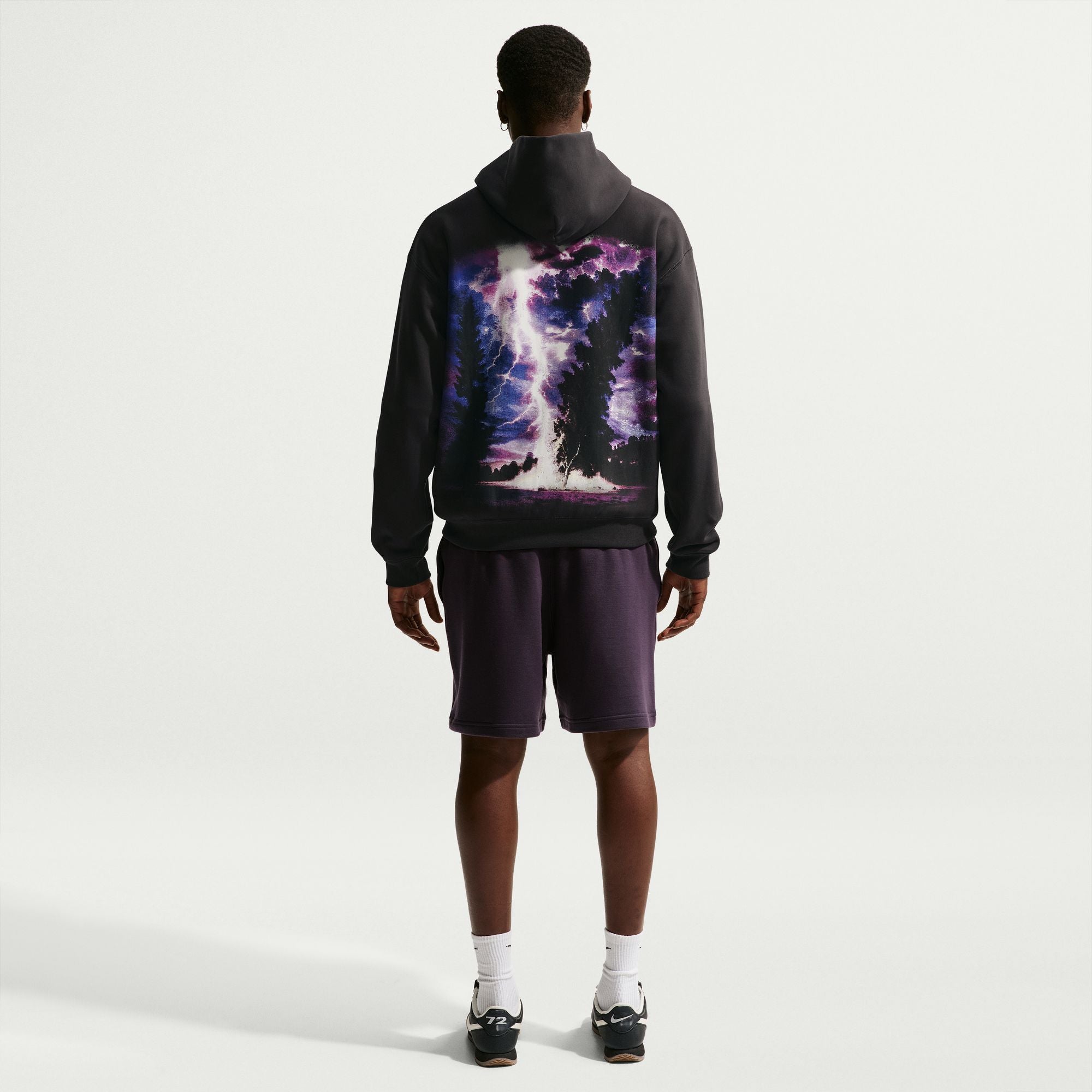 Men's Nike Solo Swoosh Lightning Graphic Fleece Pullover Hoodie - Off Noir 4