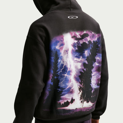 Men's Nike Solo Swoosh Lightning Graphic Fleece Pullover Hoodie - Off Noir 3