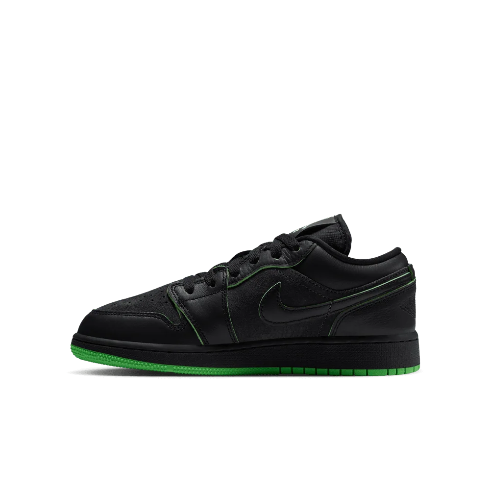Big Kid's Air Jordan 1 Low SE Black/Scream Green/Dark Smoke Grey/Black IQ5229-001