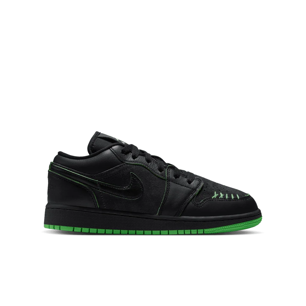 Big Kid's Air Jordan 1 Low SE Black/Scream Green/Dark Smoke Grey/Black IQ5229-001
