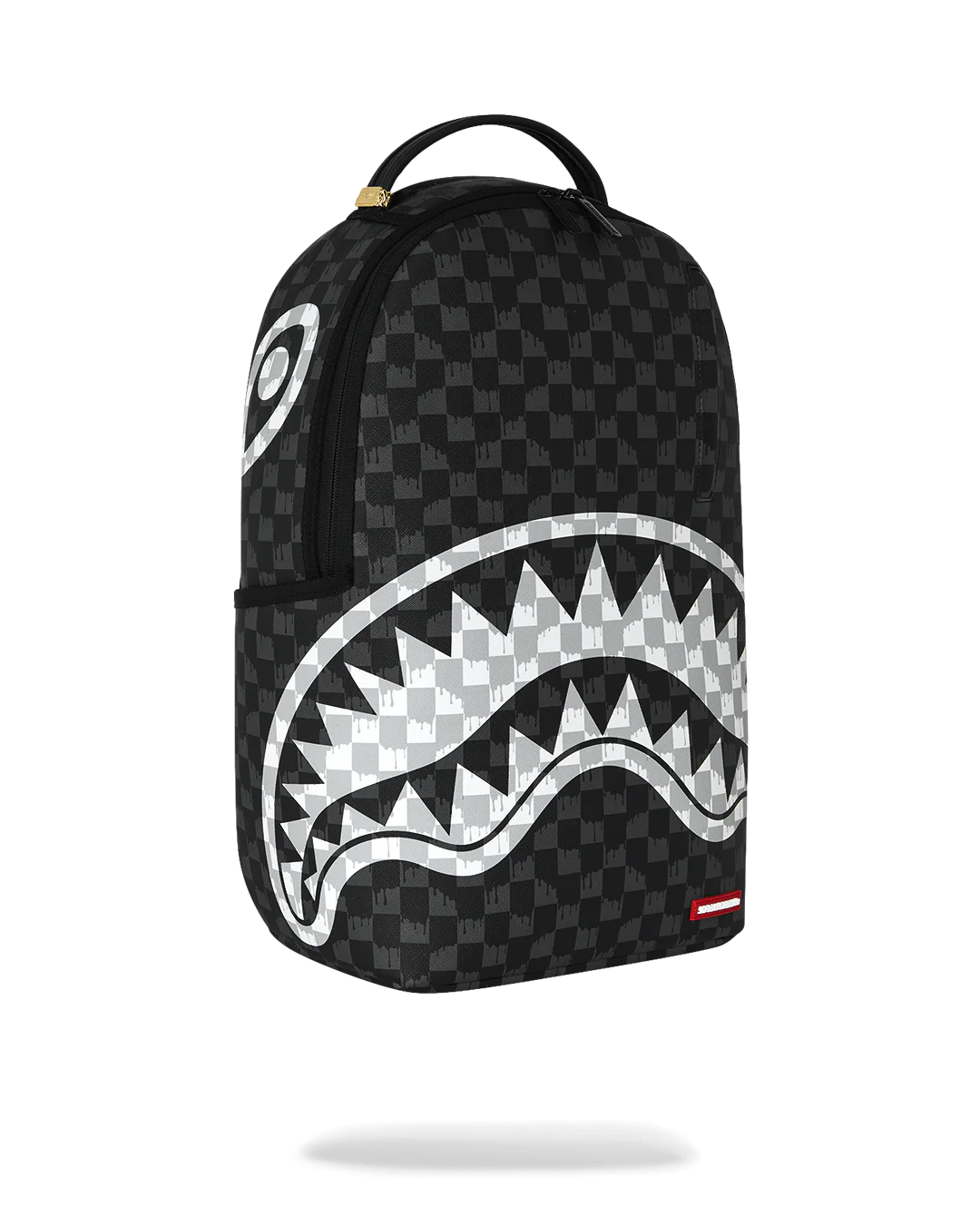 Sprayground Back And White Drip Check Shark Backpack