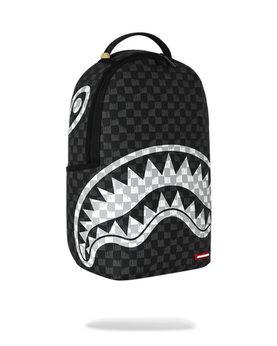 Sprayground Back And White Drip Check Shark Backpack