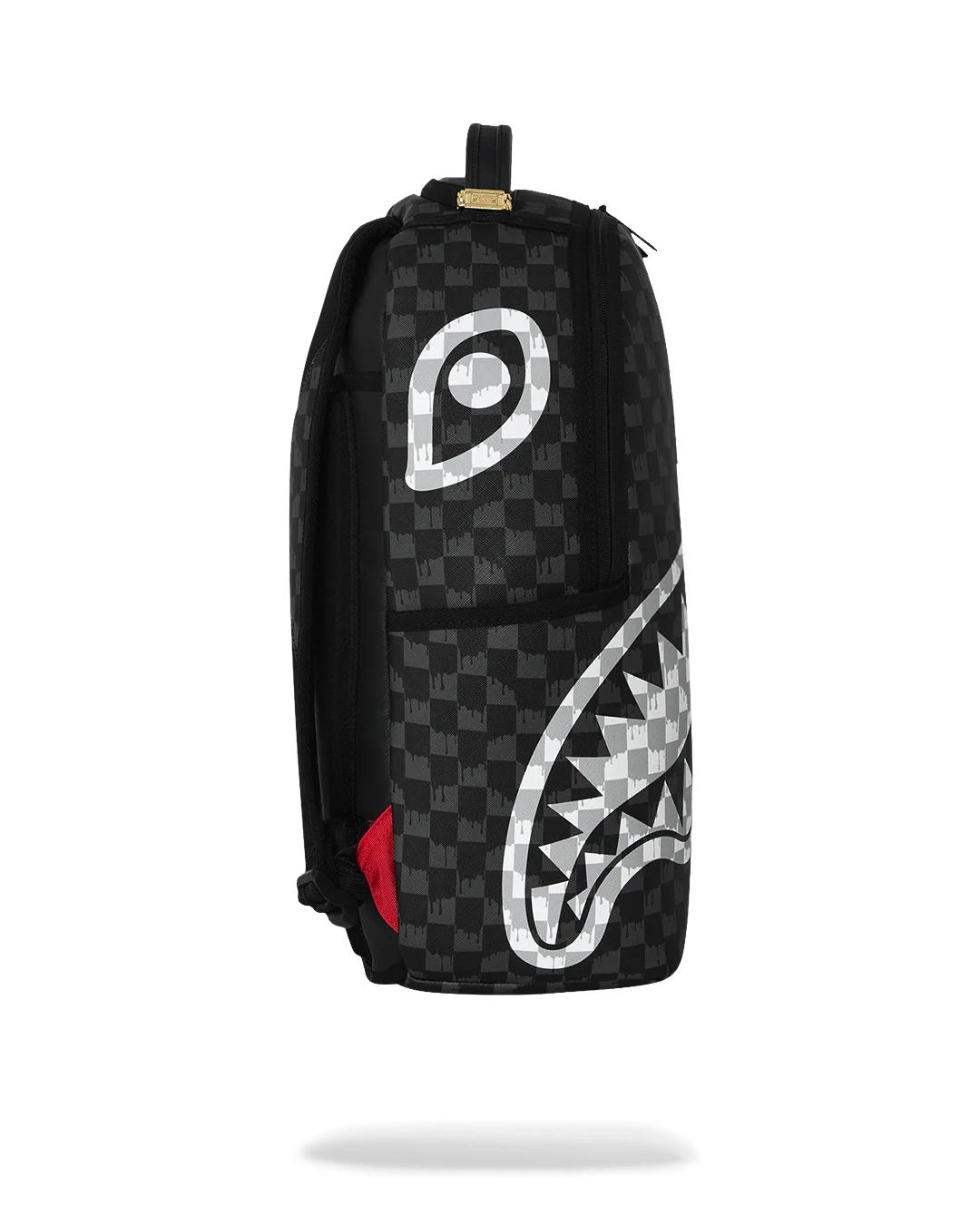 Sprayground Back And White Drip Check Shark Backpack
