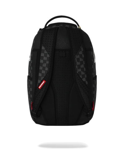 Sprayground Back And White Drip Check Shark Backpack